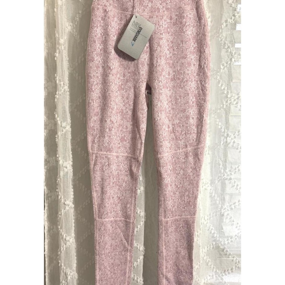 Gymshark Dry High Rise Leggings Womens Pink White Marl Wash Athletic Pants- NWT